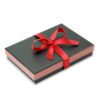 Custom striped bow design necklace gift box with interior foam insert and custom branding