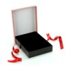 Custom striped bow design necklace gift box with interior foam insert and custom branding