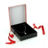 Custom striped bow design necklace gift box with interior foam insert and custom branding