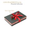 Custom striped bow design necklace gift box with interior foam insert and custom branding