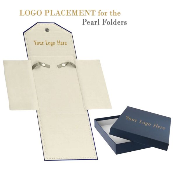 Soft-Touch Pearl Necklace Pendant Box with Foam Insert Soft-touch pearl necklace presentation box with fitted foam insert and custom logo embossing options