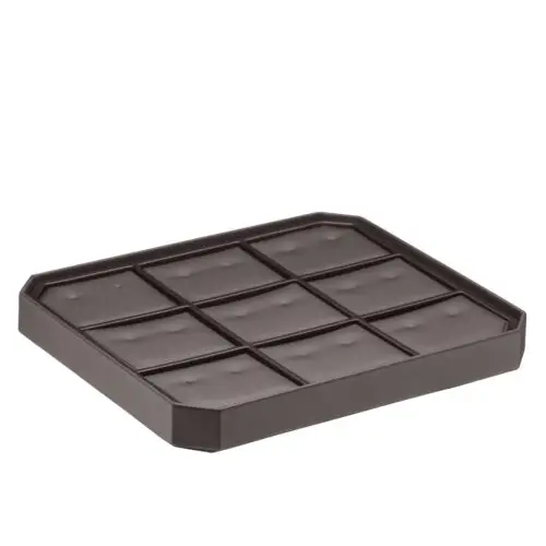 Leatherette octagon earring display tray with 9 slots, stackable jewelry organizer for retail and custom branding