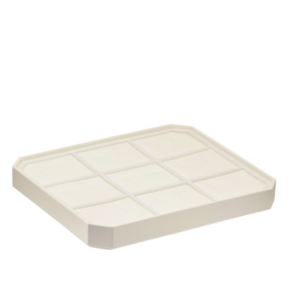 Leatherette octagon earring display tray with 9 slots, stackable jewelry organizer for retail and custom branding