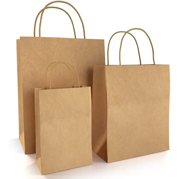 Custom recyclable kraft paper jewelry shopping bag with twisted paper handles, featuring full-color logo printing and eco-friendly design