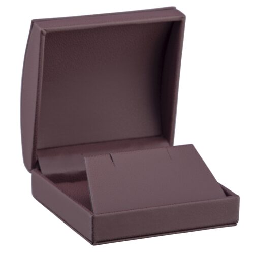 Premium leatherette dome-top large pendant box with outer bow presentation box for custom jewelry packaging