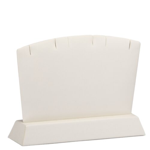 Small leatherette pendant display stand with metal base, ideal for retail jewelry boutiques and custom branding