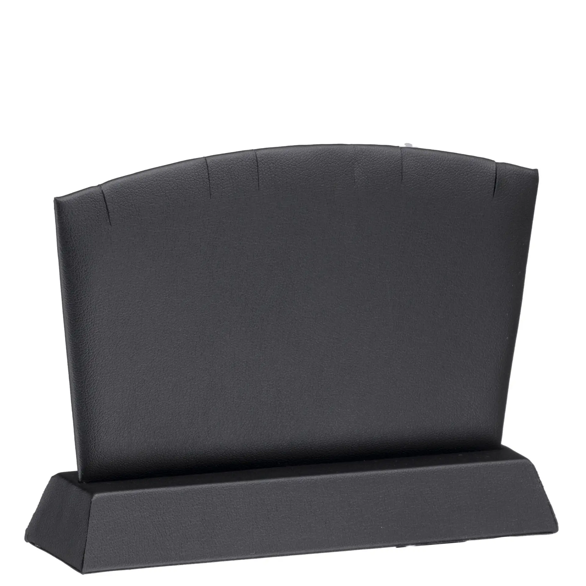 Small leatherette pendant display stand with metal base, ideal for retail jewelry boutiques and custom branding