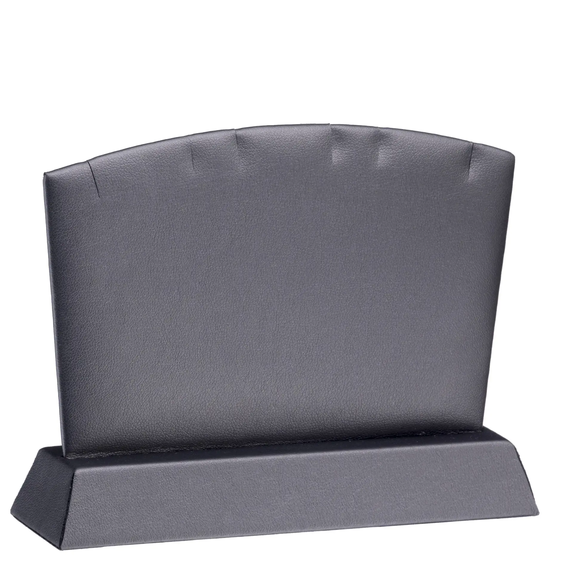 Small leatherette pendant display stand with metal base, ideal for retail jewelry boutiques and custom branding