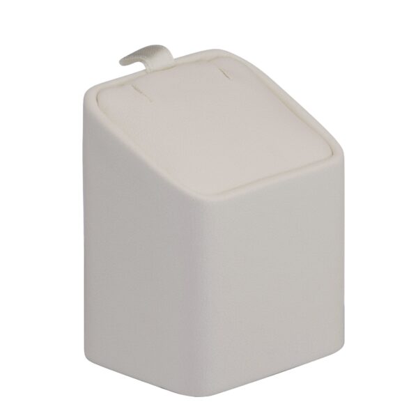 Custom leatherette pendant display stand with tiered design, ideal for retail jewelry presentation and luxury packaging