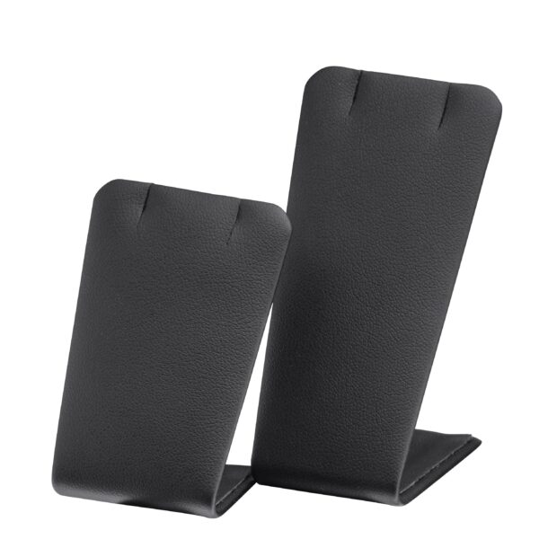 Set of 2 custom leatherette pendant display stands for jewelry retail and gifting