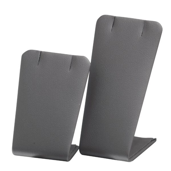 Set of 2 custom leatherette pendant display stands for jewelry retail and gifting
