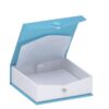 Premium ribbed paper snap pendant and earring box with custom logo branding and foam insert