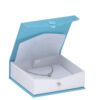 Premium ribbed paper snap pendant and earring box with custom logo branding and foam insert