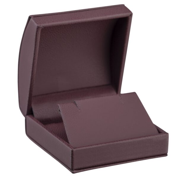 Custom dome leatherette pendant box with embossed logo and coordinating presentation bow box for jewelry packaging