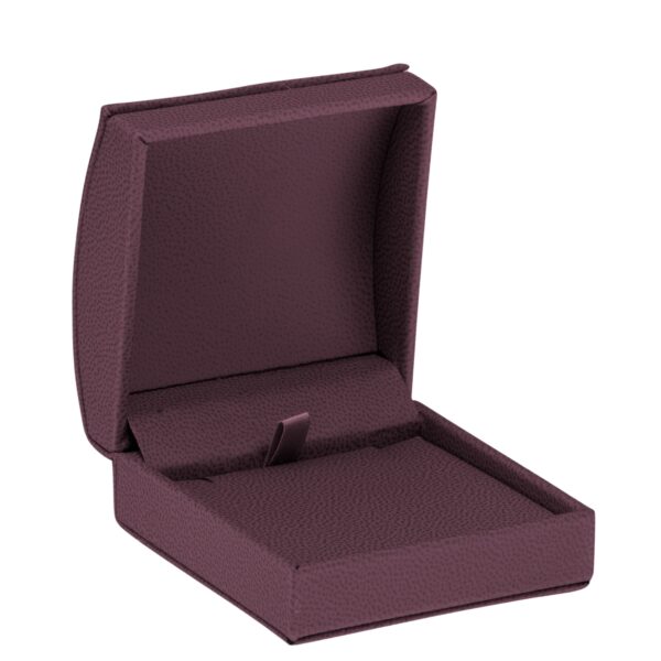 Custom dome leatherette pendant box with embossed logo and coordinating presentation bow box for jewelry packaging