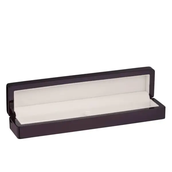 Piano Wood Bracelet Box – Premium Custom Jewelry Packaging Premium piano wood bracelet box with custom embossed branding and luxury velvet interior for jewelry brands.