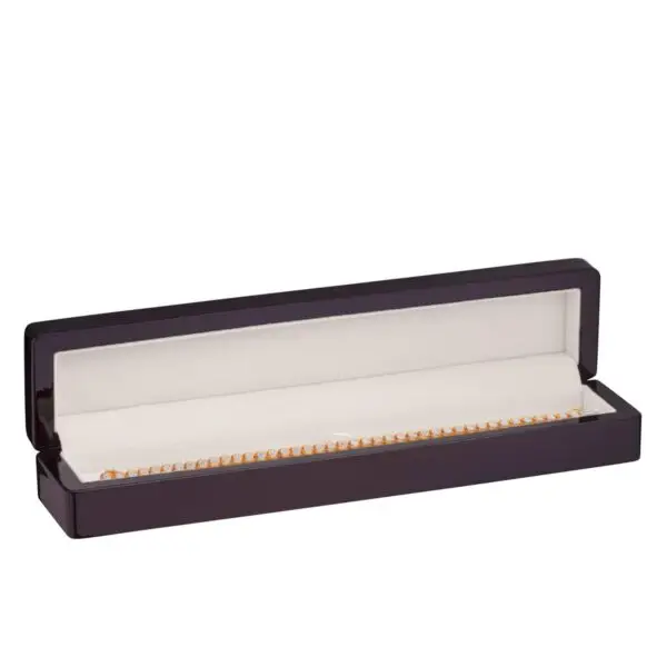 Piano Wood Bracelet Box – Premium Custom Jewelry Packaging Premium piano wood bracelet box with custom embossed branding and luxury velvet interior for jewelry brands.