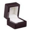 Premium piano wood ring box with custom logo branding, velvet interior lining, and luxury closure mechanism for jewelry packaging