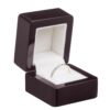 Premium piano wood ring box with custom logo branding, velvet interior lining, and luxury closure mechanism for jewelry packaging