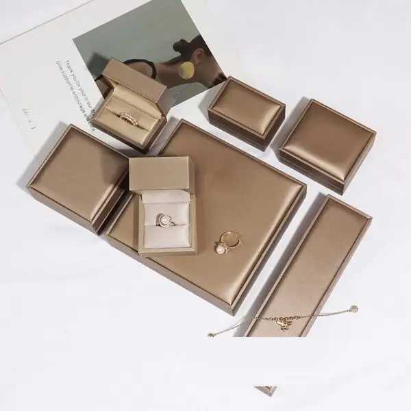 Custom PU Leather Jewelry Box for Earrings & Rings | Low MOQ OEM Packaging Custom PU leather earring box with velvet insert and personalized logo branding for retail jewelry packaging