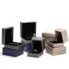 Custom PU Leather Jewelry Box for Earrings & Rings | Low MOQ OEM Packaging Custom PU leather earring box with velvet insert and personalized logo branding for retail jewelry packaging