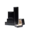Custom PU leather jewelry box with silk interior and embossed logo branding for luxury wholesale jewelry packaging