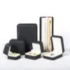 Premium PU leather jewelry box with custom logo embossing, foam insert, and luxury gift packaging design