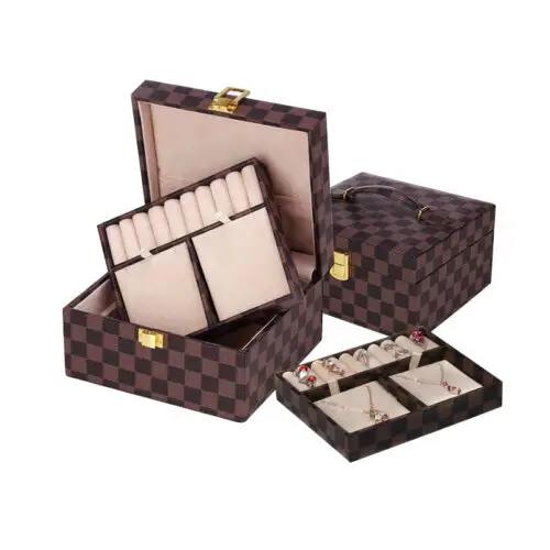 Custom 2-Layer PU Leather Jewelry Gift Box – Earrings & Ring Storage Custom 2-layer PU leather jewelry gift box with compartments for earrings, rings and necklaces