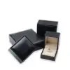 Luxury custom PU leather ring box with personalized logo and foam insert for premium jewelry packaging