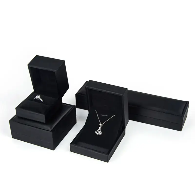 Luxury custom PU leather ring box with personalized logo and foam insert for premium jewelry packaging
