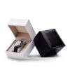 Custom PU leather watch gift boxes with soft velvet insert and removable molded display tray