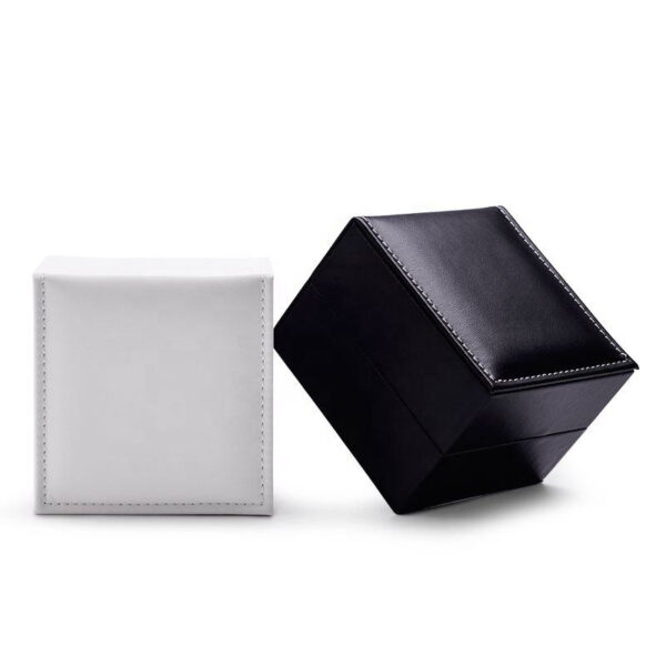Custom PU leather watch gift boxes with soft velvet insert and removable molded display tray
