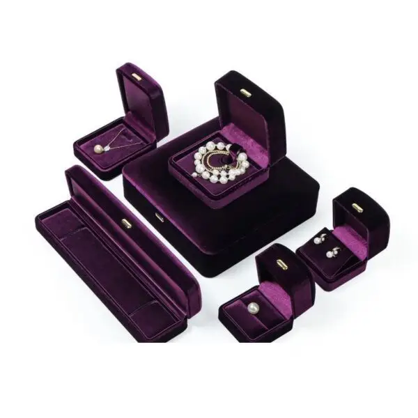 Custom Purple Velour Earring Box – Wholesale Jewelry Packaging Custom purple velour earring boxes with magnetic closure and foam inserts for premium jewelry retail packaging