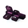 Custom Purple Velour Earring Box – Wholesale Jewelry Packaging Custom purple velour earring boxes with magnetic closure and foam inserts for premium jewelry retail packaging