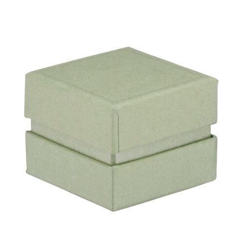Premium recycled cardboard ring box with glossy inset insert and protective foam padding for engagement rings