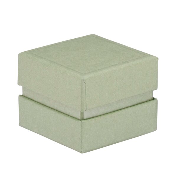 Premium recycled cardboard ring box with glossy inset insert and protective foam padding for engagement rings