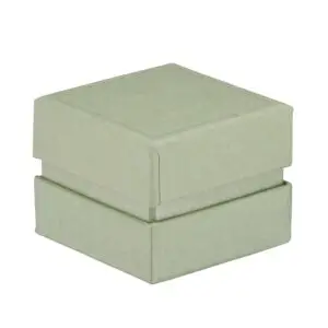Recycled cardboard earring box with glossy inset, custom branded jewelry packaging for e-commerce and retail