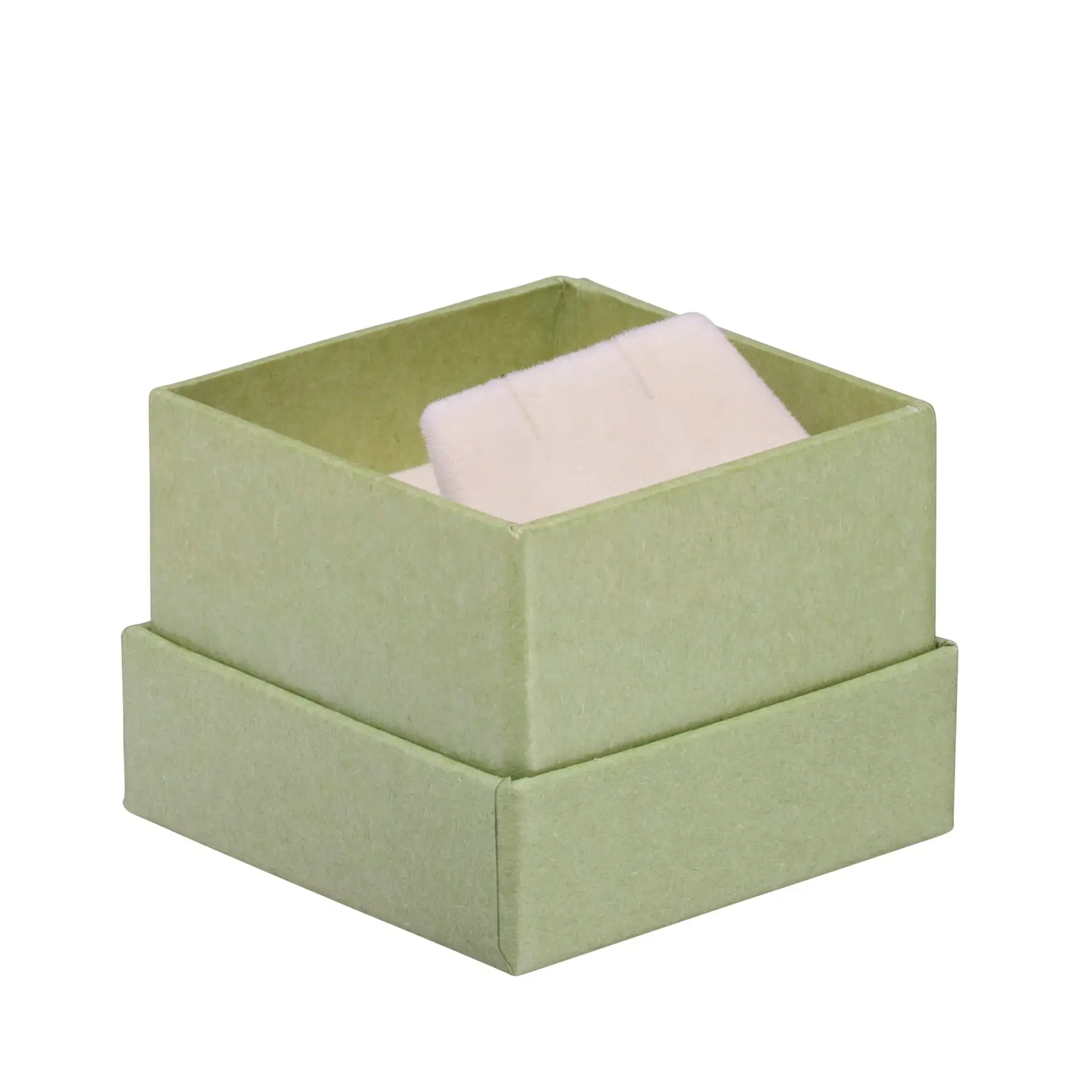 Recycled cardboard earring box with glossy inset, custom branded jewelry packaging for e-commerce and retail