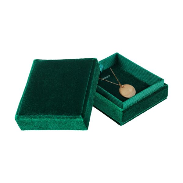 Ribbed Velvet Pendant Box – Custom Necklace Packaging with Foam Insert Premium ribbed velvet pendant box with custom embossed logo, foam insert, and magnetic closure for luxury jewelry packaging