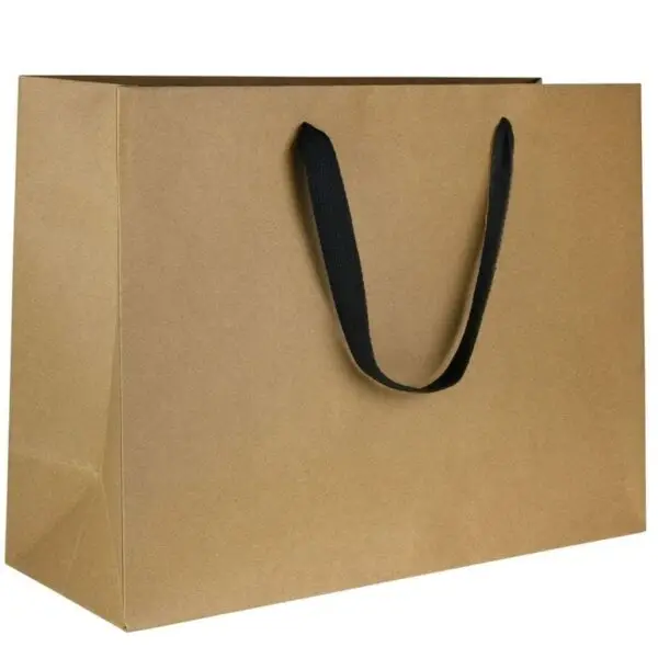 Custom ribbon handle gift bag for jewelry retail packaging with premium materials and logo branding