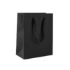Custom ribbon handle gift bag in cub size with full-color logo branding and eco-friendly paper options