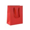 Custom ribbon handle gift bag in cub size with full-color logo branding and eco-friendly paper options
