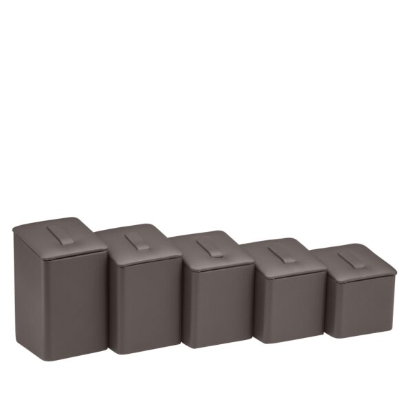 Set of 5 leatherette ring clip display stands with customizable branding options for jewelry retail stores