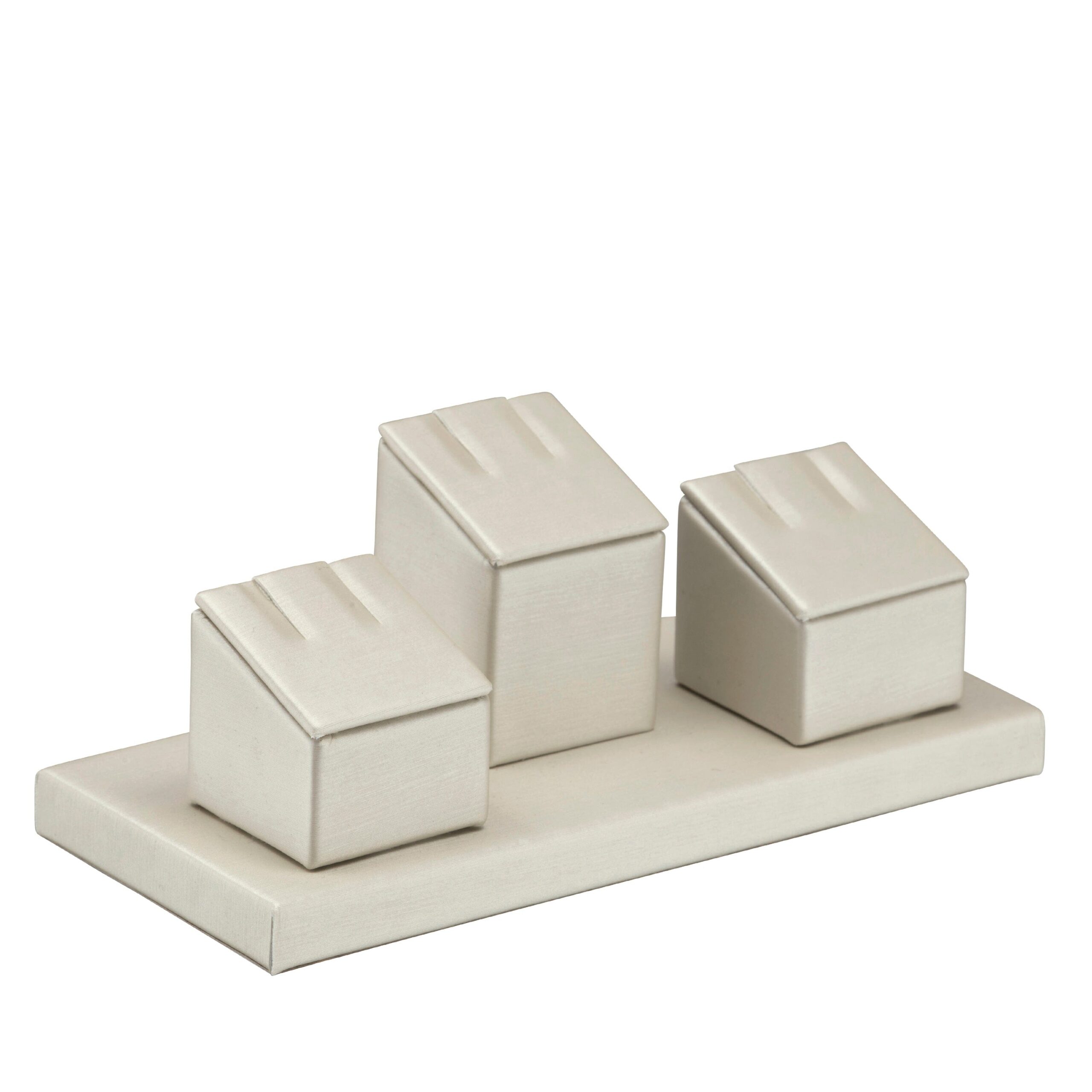 Linea 3-ring display stand for jewelry retail with custom foam inserts and premium rigid box construction