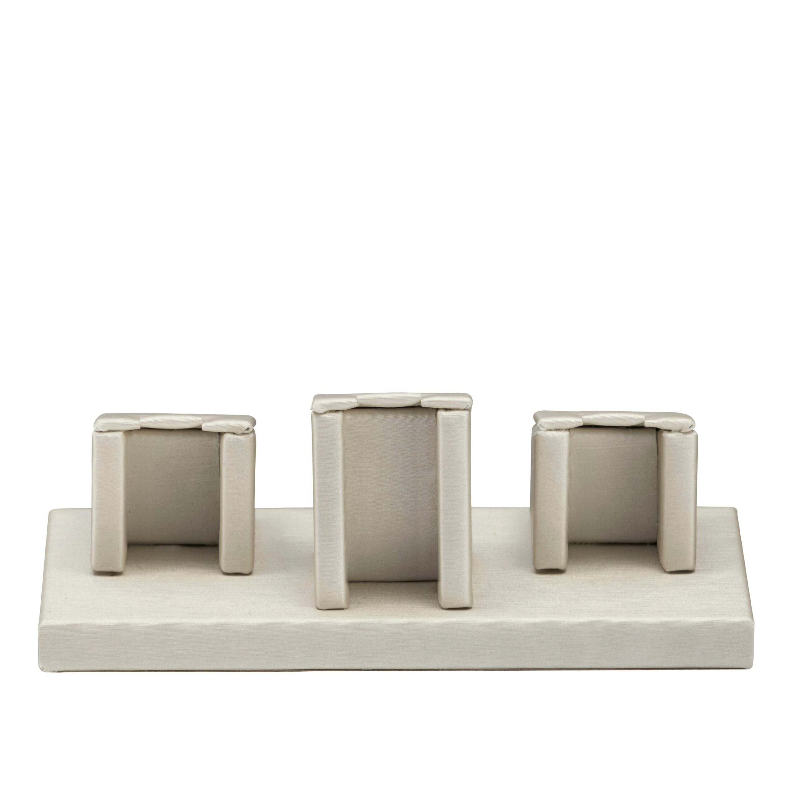 Linea 3-ring display stand for jewelry retail with custom foam inserts and premium rigid box construction