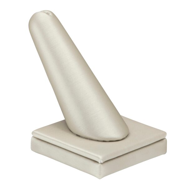 Custom single ring finger display stand with elegant finish and logo branding option for retail jewelry display