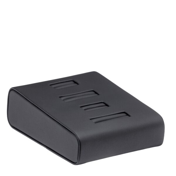 Custom 4-Ring Leatherette Display Stand for Jewelry Retail Custom leatherette 4-ring display stand with personalized logo branding for jewelry retail packaging