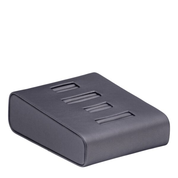 Custom 4-Ring Leatherette Display Stand for Jewelry Retail Custom leatherette 4-ring display stand with personalized logo branding for jewelry retail packaging