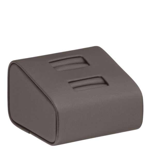 Leatherette dual ring display stand with customizable logo branding for jewelry retailers