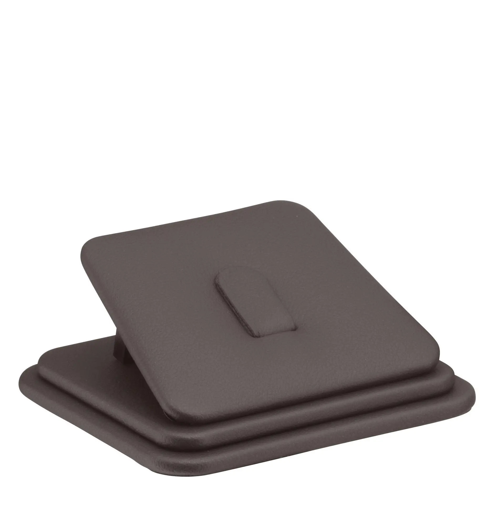 Custom leatherette ring display stand with metal clip holders, available in multiple colors with embossed logo branding